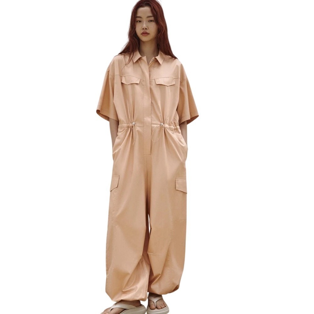 Zara Peach/ Tan Utility Jumpsuit NWT